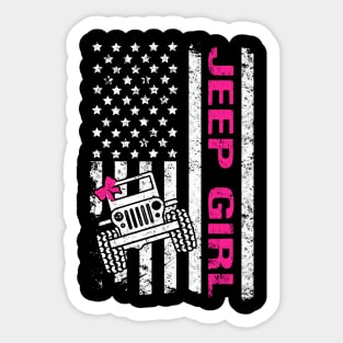 Jeep Girl American Flag Jeep Women Cute Ribbon Jeep Sticker